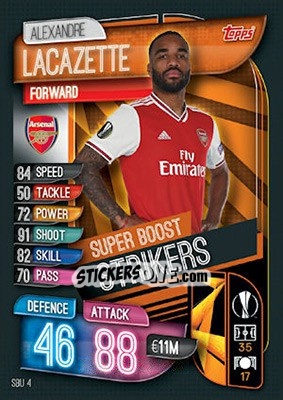 Sticker Alexandre Lacazette - UEFA Champions League 2019-2020. Match Attax. UK Edition n. SBU4 - Topps