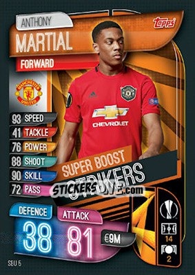 Sticker Anthony Martial - UEFA Champions League 2019-2020. Match Attax. UK Edition n. SBU5 - Topps