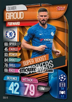 Sticker Olivier Giroud - UEFA Champions League 2019-2020. Match Attax. UK Edition n. SBU6 - Topps
