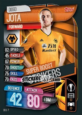 Sticker Diogo Jota - UEFA Champions League 2019-2020. Match Attax. UK Edition n. SBU7 - Topps
