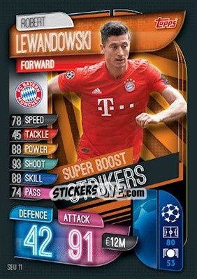 Sticker Robert Lewandowski - UEFA Champions League 2019-2020. Match Attax. UK Edition n. SBU11 - Topps
