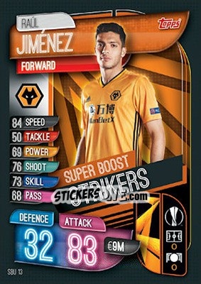 Sticker Raúl Jiménez - UEFA Champions League 2019-2020. Match Attax. UK Edition n. SBU13 - Topps