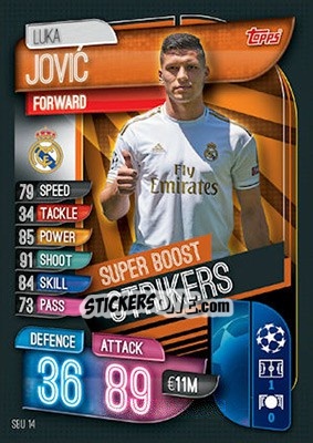 Sticker Luka Jovic - UEFA Champions League 2019-2020. Match Attax. UK Edition n. SBU14 - Topps