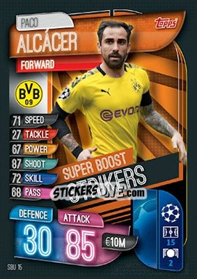 Sticker Paco Alcácer - UEFA Champions League 2019-2020. Match Attax. UK Edition n. SBU15 - Topps