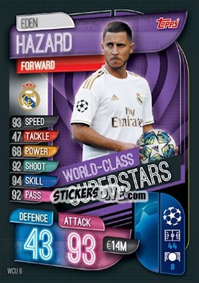 Sticker Eden Hazard - UEFA Champions League 2019-2020. Match Attax. UK Edition n. WCU6 - Topps