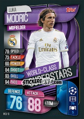 Sticker Luka Modric - UEFA Champions League 2019-2020. Match Attax. UK Edition n. WCU10 - Topps