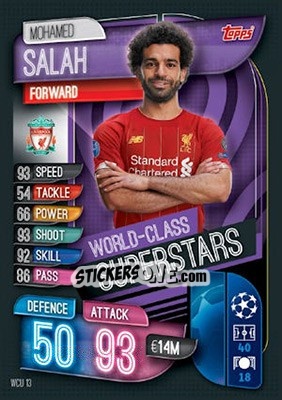 Sticker Mohamed Salah - UEFA Champions League 2019-2020. Match Attax. UK Edition n. WCU13 - Topps