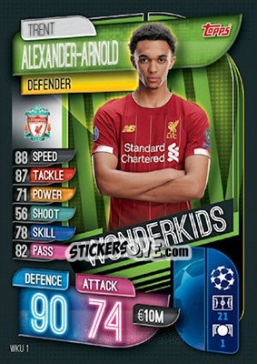Sticker Trent Alexander-Arnold - UEFA Champions League 2019-2020. Match Attax. UK Edition n. WKU1 - Topps