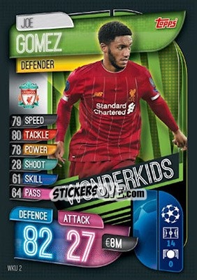 Sticker Joe Gomez - UEFA Champions League 2019-2020. Match Attax. UK Edition n. WKU2 - Topps