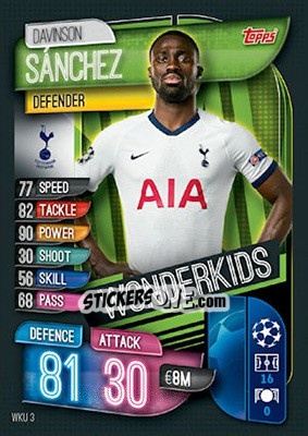 Sticker Davinson Sánchez - UEFA Champions League 2019-2020. Match Attax. UK Edition n. WKU3 - Topps