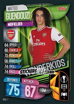 Sticker Matteo Guendouzi - UEFA Champions League 2019-2020. Match Attax. UK Edition n. WKU7 - Topps
