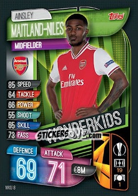 Sticker Ainsley Maitland-Niles - UEFA Champions League 2019-2020. Match Attax. UK Edition n. WKU8 - Topps