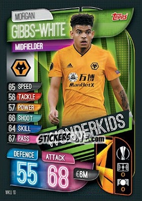 Sticker Morgan Gibbs-White - UEFA Champions League 2019-2020. Match Attax. UK Edition n. WKU10 - Topps