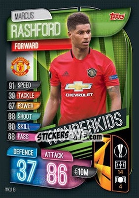 Sticker Marcus Rashford - UEFA Champions League 2019-2020. Match Attax. UK Edition n. WKU13 - Topps