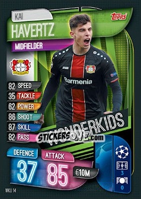 Sticker Kai Havertz - UEFA Champions League 2019-2020. Match Attax. UK Edition n. WKU14 - Topps