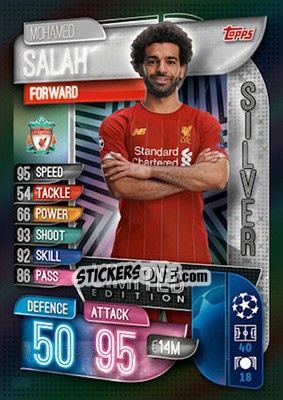Sticker Mohamed Salah - UEFA Champions League 2019-2020. Match Attax. UK Edition n. LE1S - Topps