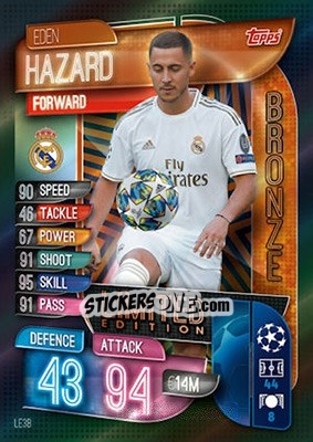 Sticker Eden Hazard - UEFA Champions League 2019-2020. Match Attax. UK Edition n. LE3B - Topps