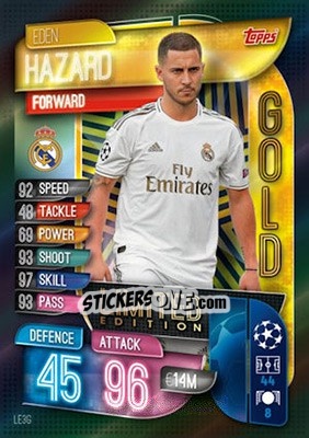 Sticker Eden Hazard - UEFA Champions League 2019-2020. Match Attax. UK Edition n. LE3G - Topps
