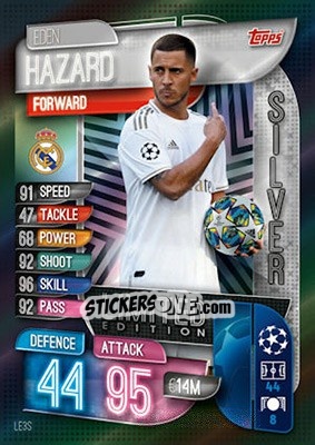 Sticker Eden Hazard - UEFA Champions League 2019-2020. Match Attax. UK Edition n. LE3S - Topps
