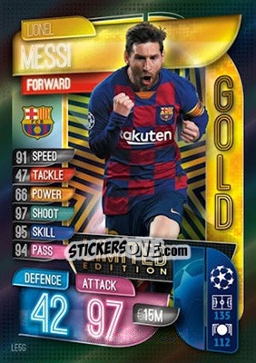 Sticker Lionel Messi - UEFA Champions League 2019-2020. Match Attax. UK Edition - Topps