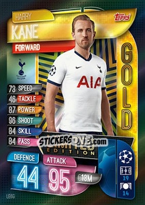 Sticker Harry Kane - UEFA Champions League 2019-2020. Match Attax. UK Edition n. LE6G - Topps