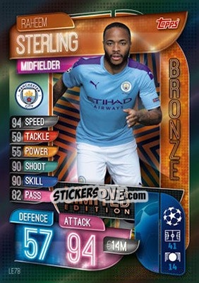 Sticker Raheem Sterling - UEFA Champions League 2019-2020. Match Attax. UK Edition n. LE7B - Topps