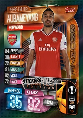 Sticker Pierre-Emerick Aubameyang - UEFA Champions League 2019-2020. Match Attax. UK Edition n. LE8B - Topps