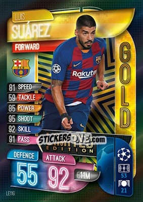 Sticker Luis Suárez - UEFA Champions League 2019-2020. Match Attax. UK Edition n. LE11G - Topps
