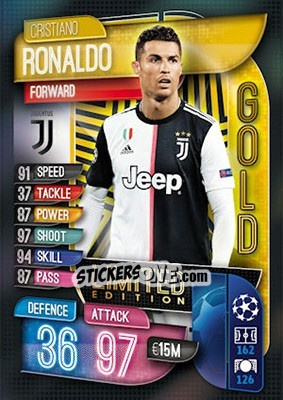 Sticker Cristiano Ronaldo - UEFA Champions League 2019-2020. Match Attax. UK Edition n. LE12G - Topps