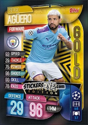 Sticker Sergio Agüero - UEFA Champions League 2019-2020. Match Attax. UK Edition n. LE13G - Topps