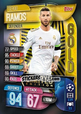 Sticker Sergio Ramos - UEFA Champions League 2019-2020. Match Attax. UK Edition n. LE16G - Topps