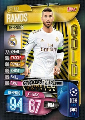 Figurina Sergio Ramos - UEFA Champions League 2019-2020. Match Attax. UK Edition - Topps