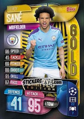 Cromo Leroy Sané - UEFA Champions League 2019-2020. Match Attax. UK Edition - Topps