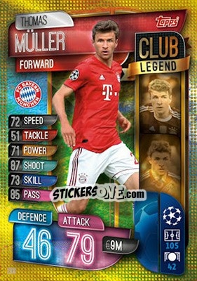 Sticker Thomas Müller - UEFA Champions League 2019-2020. Match Attax. UK Edition n. 299 - Topps
