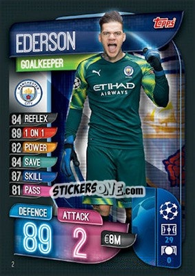 Sticker Ederson - UEFA Champions League 2019-2020. Match Attax. UK Edition n. 2 - Topps