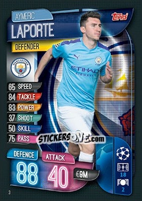 Sticker Aymeric Laporte - UEFA Champions League 2019-2020. Match Attax. UK Edition n. 3 - Topps