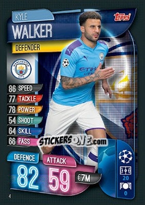Sticker Kyle Walker - UEFA Champions League 2019-2020. Match Attax. UK Edition n. 4 - Topps
