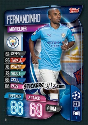 Sticker Fernandinho - UEFA Champions League 2019-2020. Match Attax. UK Edition n. 9 - Topps