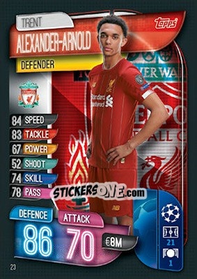 Sticker Trent Alexander-Arnold - UEFA Champions League 2019-2020. Match Attax. UK Edition n. 23 - Topps