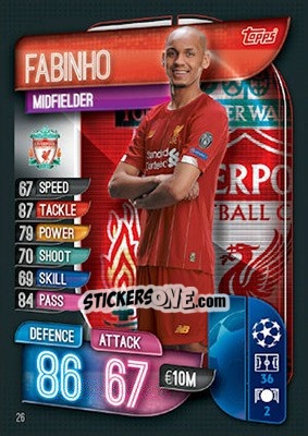 Cromo Fabinho - UEFA Champions League 2019-2020. Match Attax. UK Edition - Topps