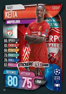 Sticker Naby Keïta - UEFA Champions League 2019-2020. Match Attax. UK Edition n. 30 - Topps