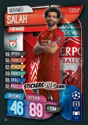 Figurina Mohamed Salah - UEFA Champions League 2019-2020. Match Attax. UK Edition - Topps