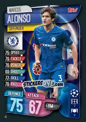 Sticker Marcos Alonso - UEFA Champions League 2019-2020. Match Attax. UK Edition n. 42 - Topps