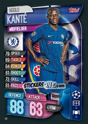 Sticker N'Golo Kante - UEFA Champions League 2019-2020. Match Attax. UK Edition n. 44 - Topps