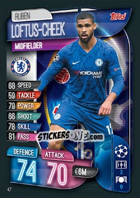 Sticker Ruben Loftus-Cheek - UEFA Champions League 2019-2020. Match Attax. UK Edition n. 47 - Topps