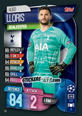 Sticker Hugo Lloris - UEFA Champions League 2019-2020. Match Attax. UK Edition n. 56 - Topps