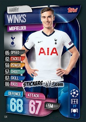 Sticker Harry Winks - UEFA Champions League 2019-2020. Match Attax. UK Edition n. 64 - Topps