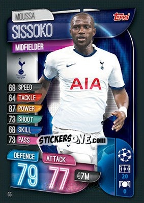Sticker Moussa Sissoko - UEFA Champions League 2019-2020. Match Attax. UK Edition n. 65 - Topps