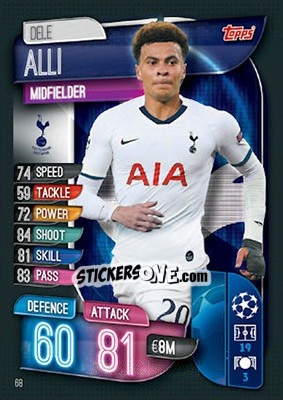 Sticker Dele Alli - UEFA Champions League 2019-2020. Match Attax. UK Edition n. 68 - Topps
