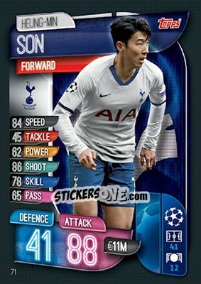 Sticker Heung-Min Son - UEFA Champions League 2019-2020. Match Attax. UK Edition n. 71 - Topps